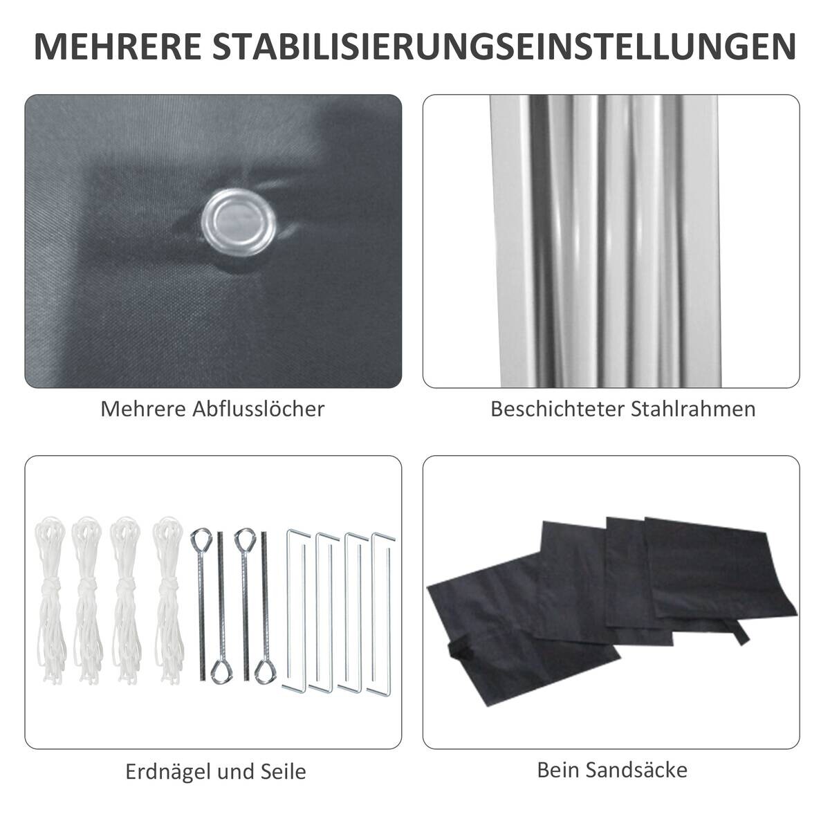 Outsunny Pavillon dunkelgrau Polypropylen B/H/L: ca. 297x297x274 cm