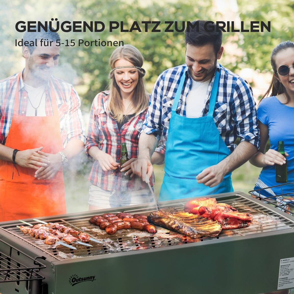Outsunny Holzkohlegrill Stahl B/H/L: ca. 30x70x77 cm