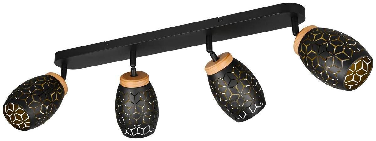 Reality Spots Bidar schwarz gold Metall B/H/L: ca. 74x27x12 cm E14 4 Brennstellen