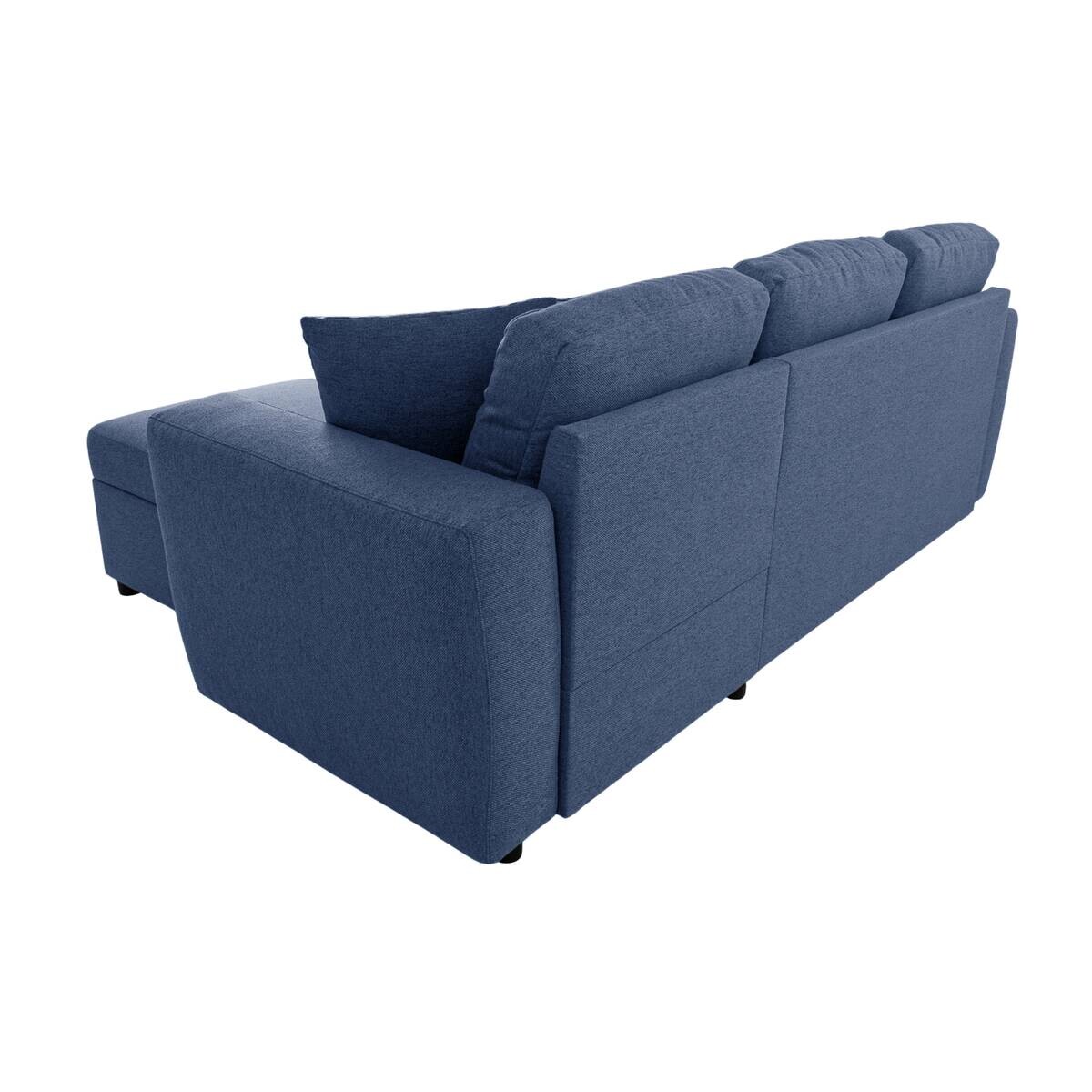 Ecksofa mit Bettfunktion und Bettkasten blau Webstoff B/H/T: ca. 234x86x144 cm