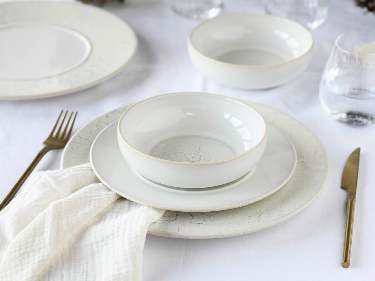 CreaTable Tafelservice Unico Toscania offwhite Steinzeug 12 tlg.