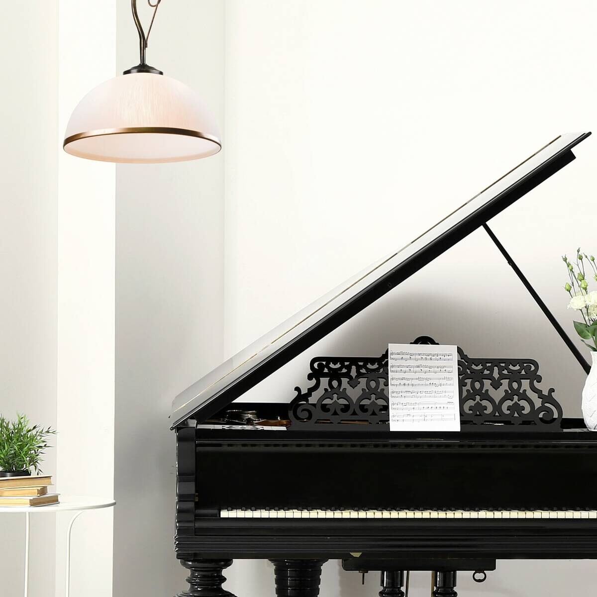 Lamkur Deckenleuchte Retro schwarz Glas Stahl B/H/L: ca. 32,5x45x32,5 cm E27 1 Brennstellen