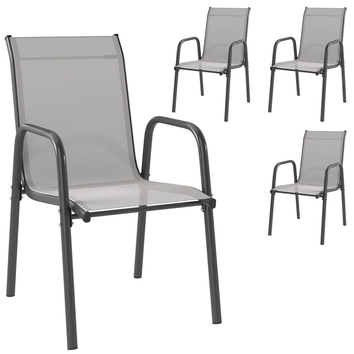 Outsunny Stapelstuhl grau Metall B/H/L: ca. 51x87x69 cm