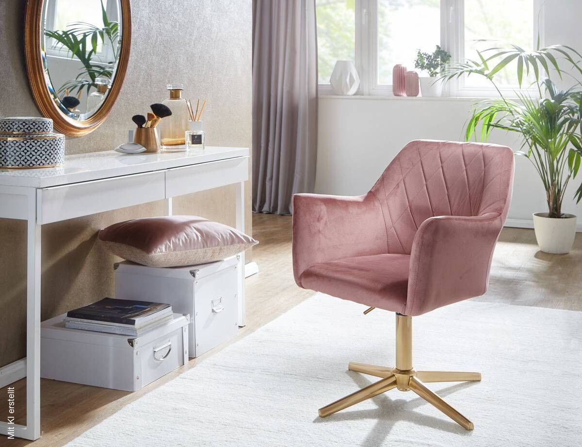 Drehstuhl rosa gold Stoff Eisen