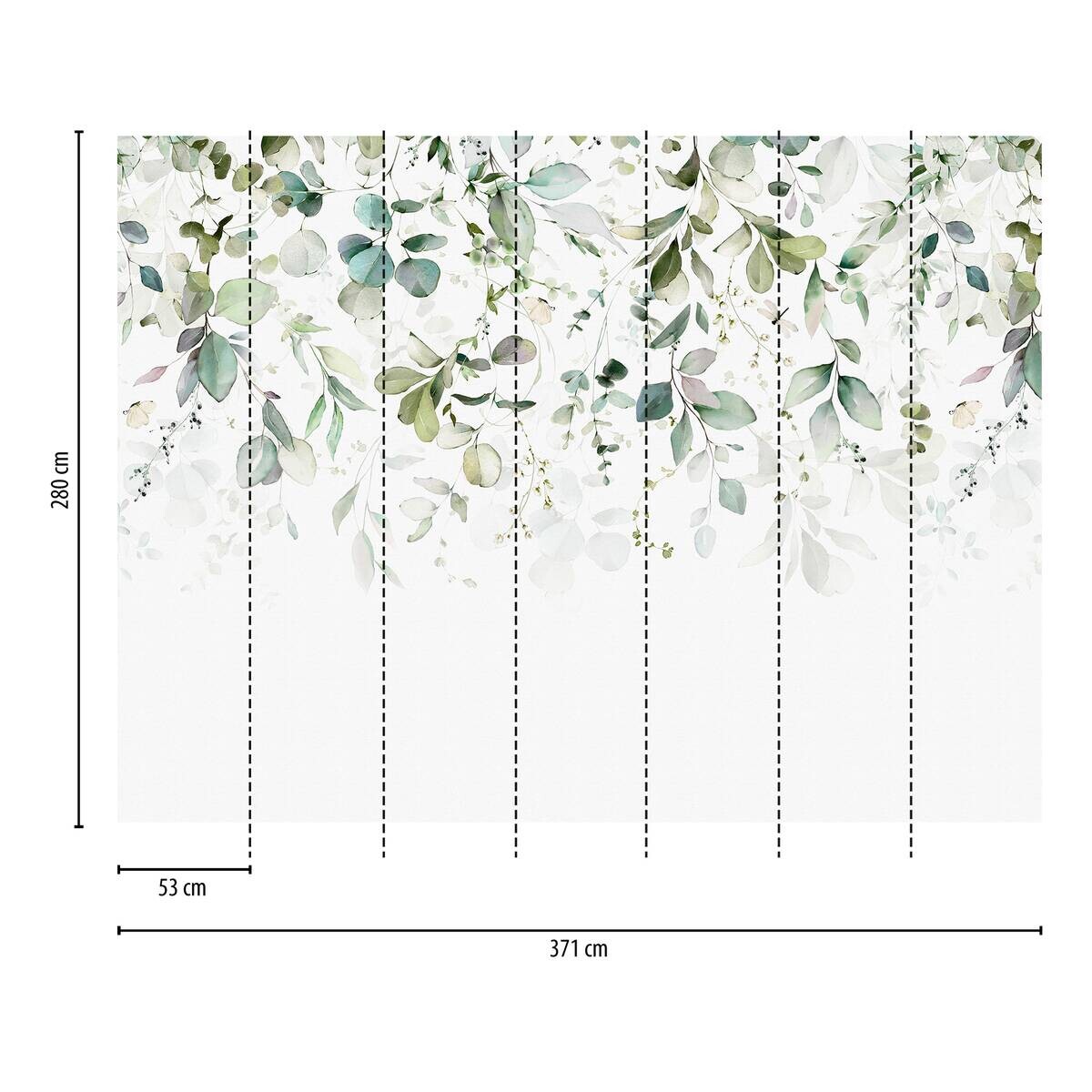 Livingwalls Fototapete Floral blau grün weiß B/L: ca. 280x371 cm