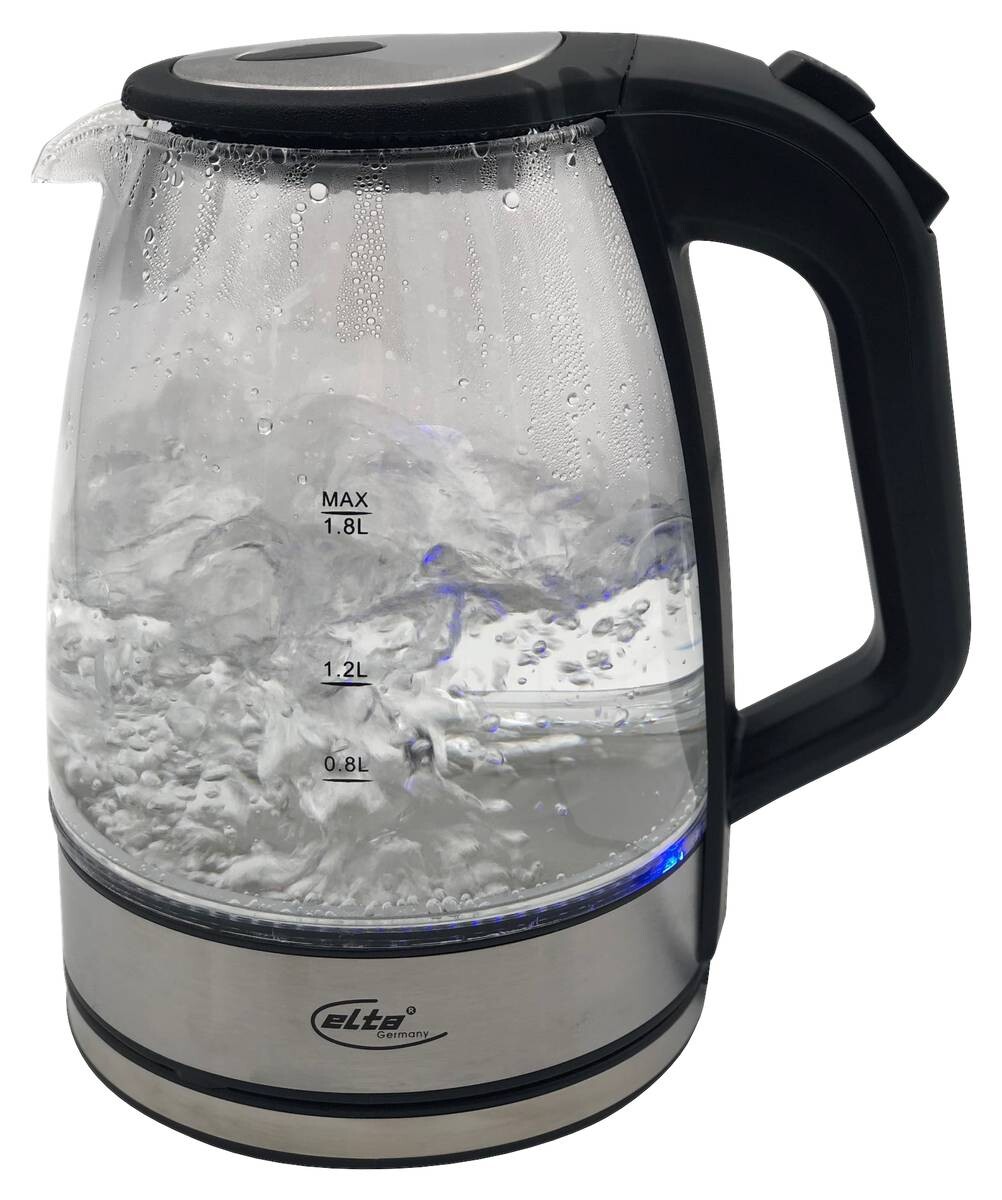 Elta Wasserkocher WK-2200.1 Edelstahl schwarz Glas ca. 1,8 l
