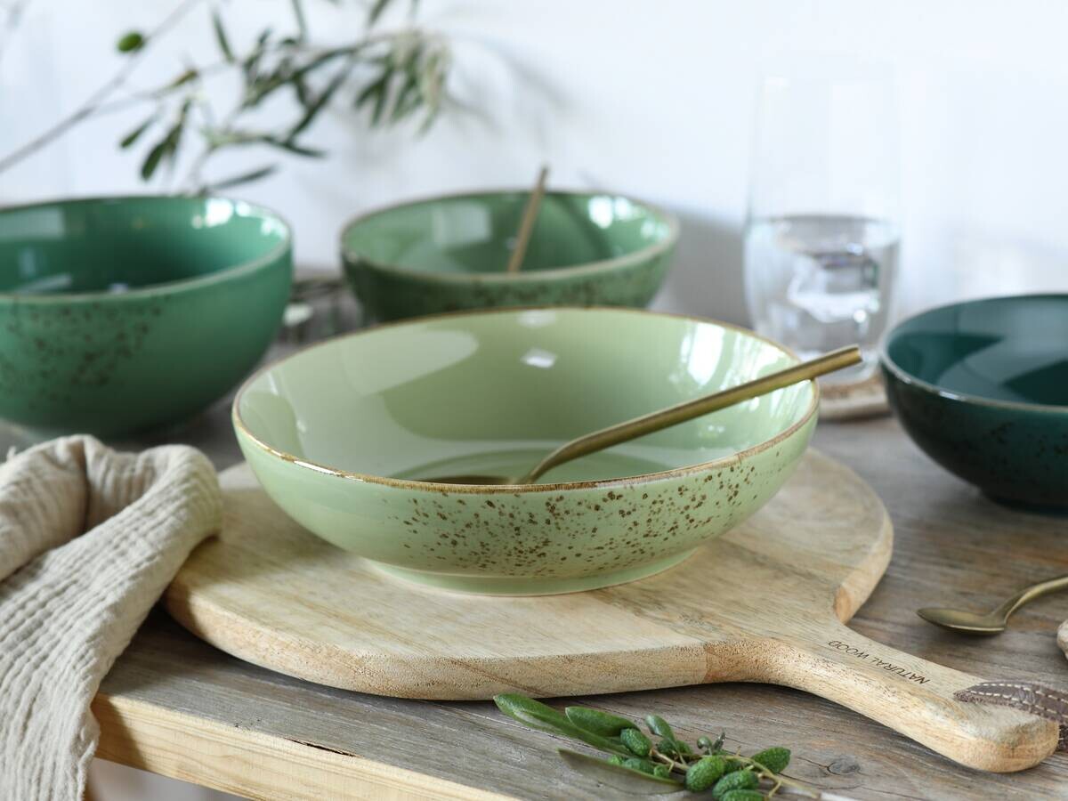 CreaTable Schüsselset Nature Collection grün Steinzeug