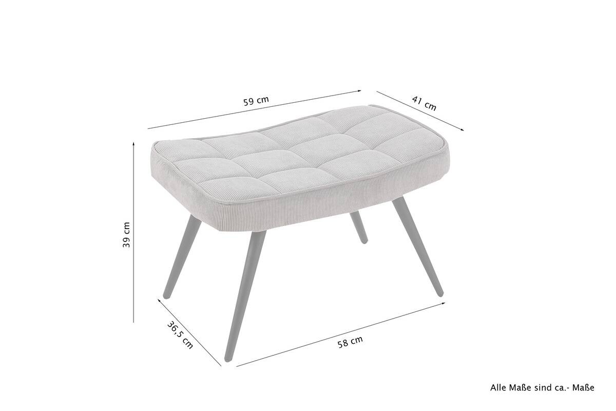 byLIVING Hocker UTA dunkelgrau schwarz Webstoff Metall B/H/T: ca. 60x39x41 cm