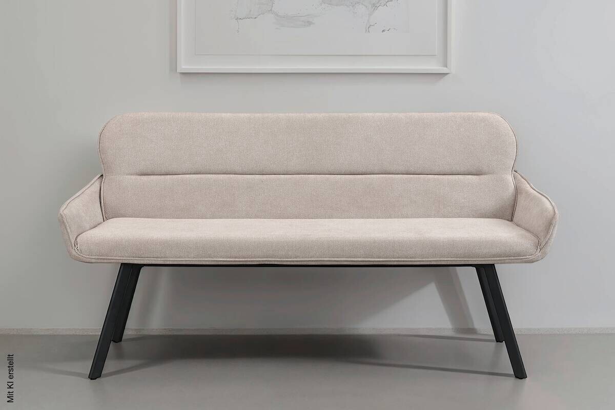 Sitzbank RICO schwarz taupe Metall Stoff B/H/T: ca. 160x90x62 cm
