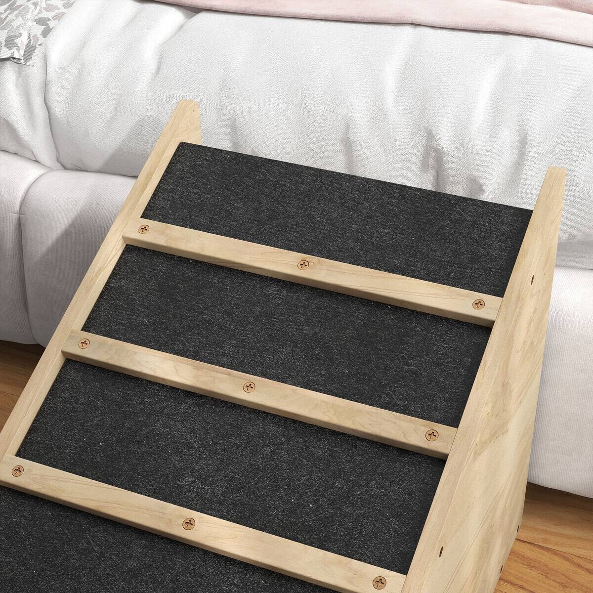 PawHut Haustierrampe natur Holz B/H/L: ca. 40x90x45 cm