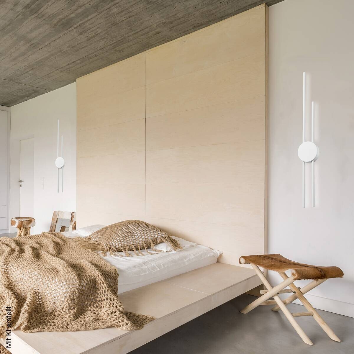 Lamkur LED-Wandleuchte weiß PVC Holz B/H/L: ca. 12x80x12 cm