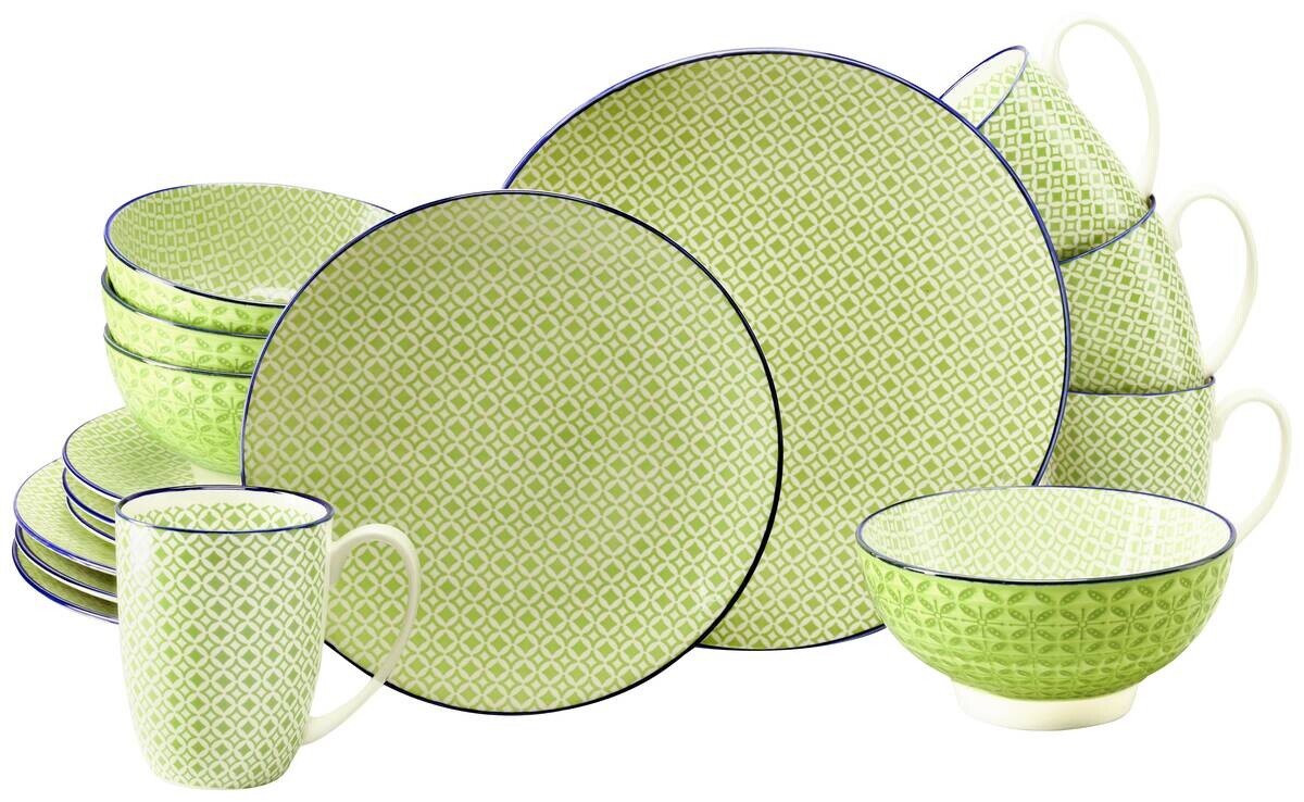 CreaTable Kombiservice Mediterran Grün, grün Steinzeug 16 tlg.