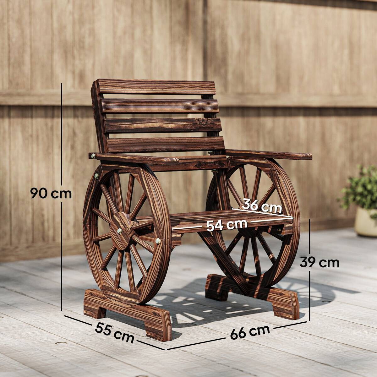 Outsunny Gartenstuhl anthrazit Holz B/H/L: ca. 55x90x66 cm