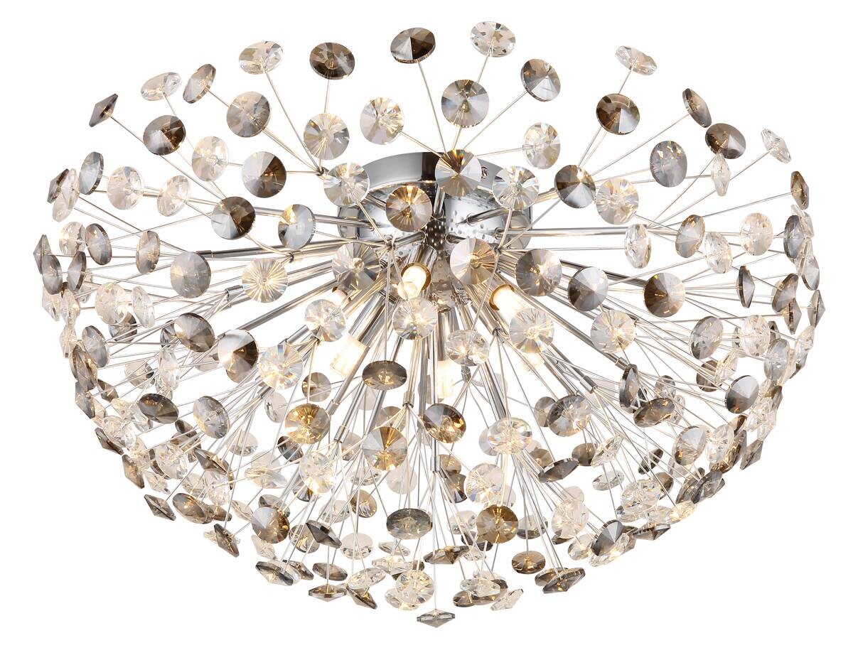 GLOBO LED-Deckenleuchte Rauch Chrom Metall H/D: ca. 32,5x60 cm 6 Brennstellen