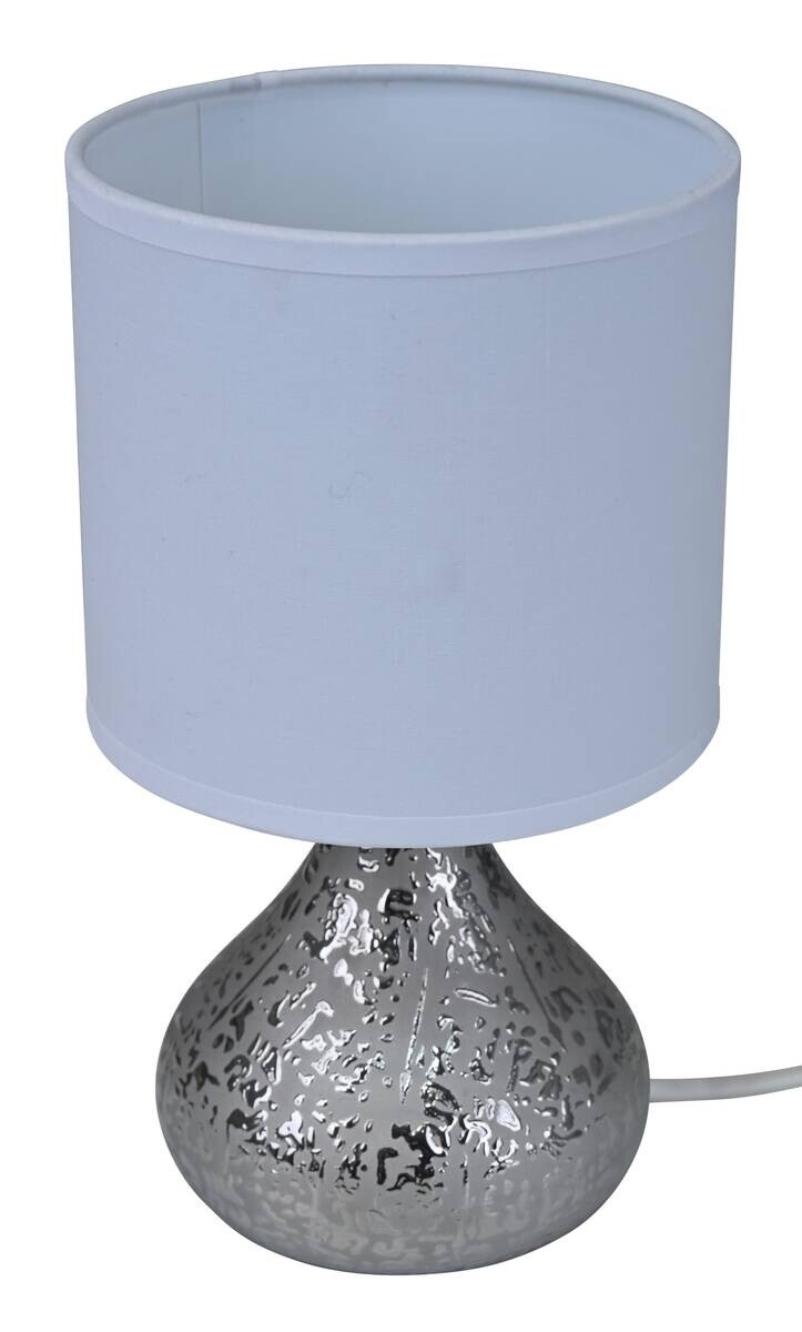 POCOline Keramik Tischleuchte Auri silber Keramik B/H/L: ca. 14x25x14 cm E14 1 Brennstellen