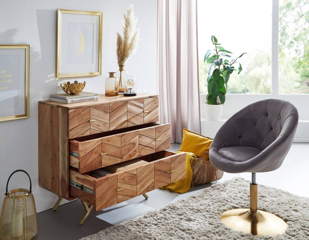 Sideboard natur gold B/H/T: ca. 90x86,5x40 cm