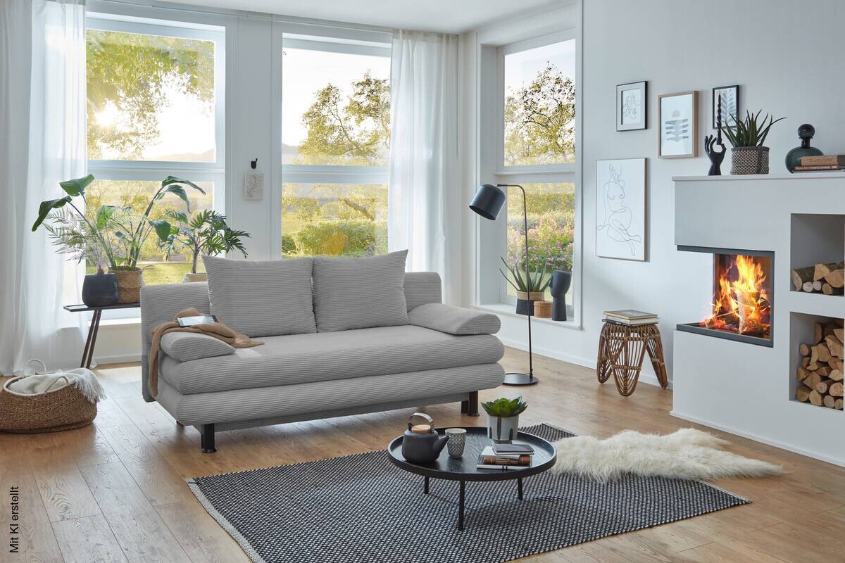 Schlafsofa Bern silber Microfaser B/H/T: ca. 190x93x92 cm