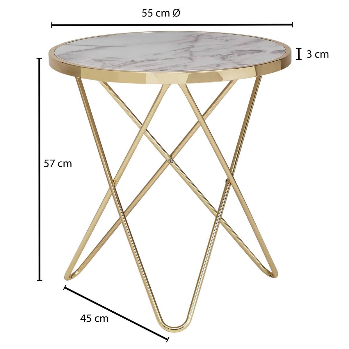 Beistelltisch 2er-Set. weiß silber verchromt Glas Metall B/H/T: ca. 50x50x50 cm