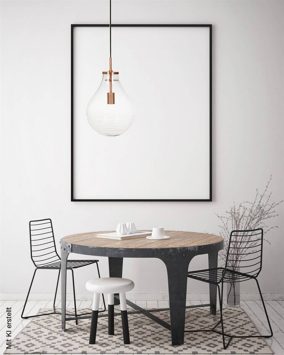Kayoom Pendelleuchte Kupfer transparent Glas Eisen B/H/L: ca. 29x38x29 cm E27 1 Brennstellen