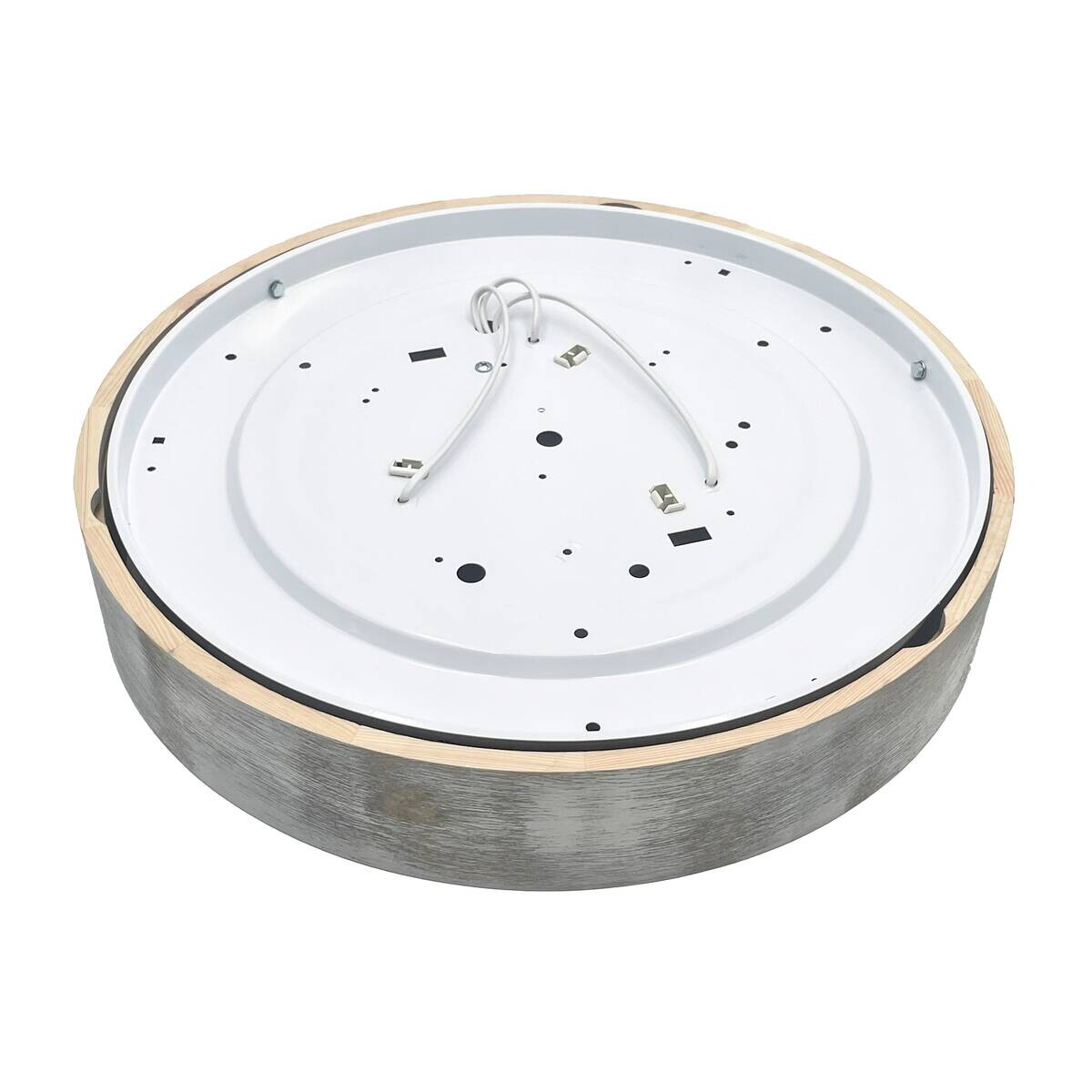 Lamkur Deckenleuchte weiß hellbraun Holz Glas B/H/L: ca. 48,5x12x48,5 cm 3 Brennstellen