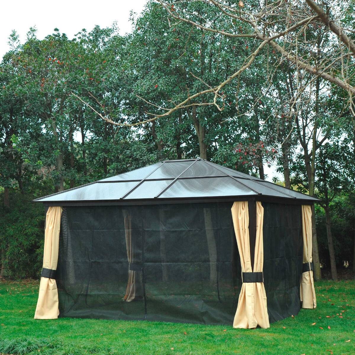 Outsunny Pavillon braun Aluminium B/H/L: ca. 360x265x420 cm