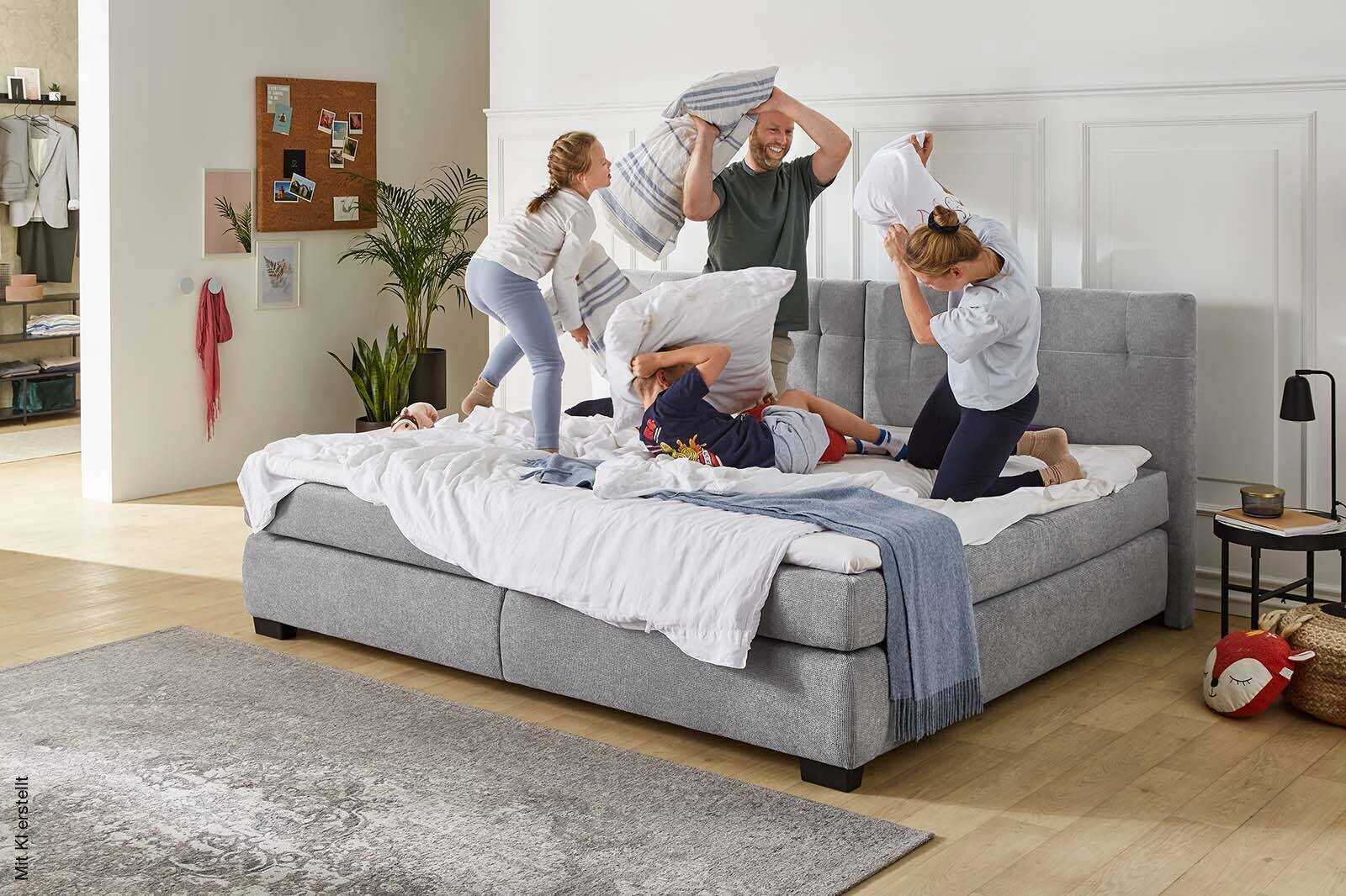 Familienbett grau dunkel Microfaser Liegefläche B/L: ca. 240x200 cm