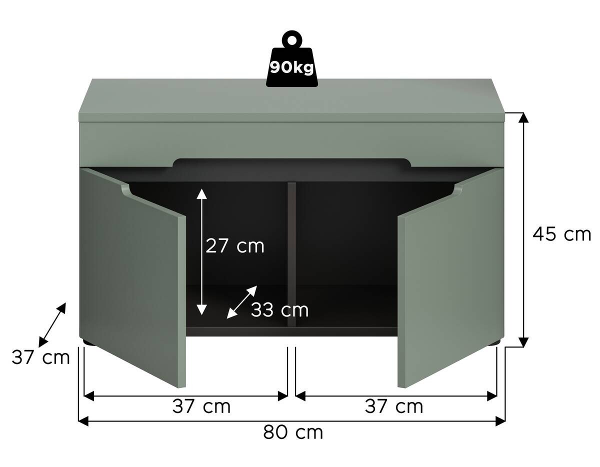 Sitzbank Canu grün basaltgrau Nachbildung B/H/T: ca. 80x45x37 cm
