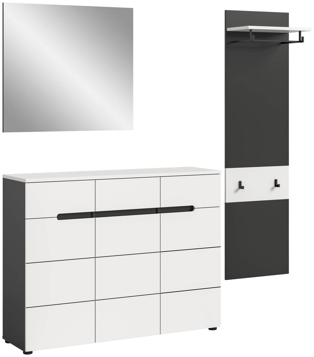 Garderobe Canu basaltgrau Nachbildung weiß B/H/T: ca. 180x190x37 cm