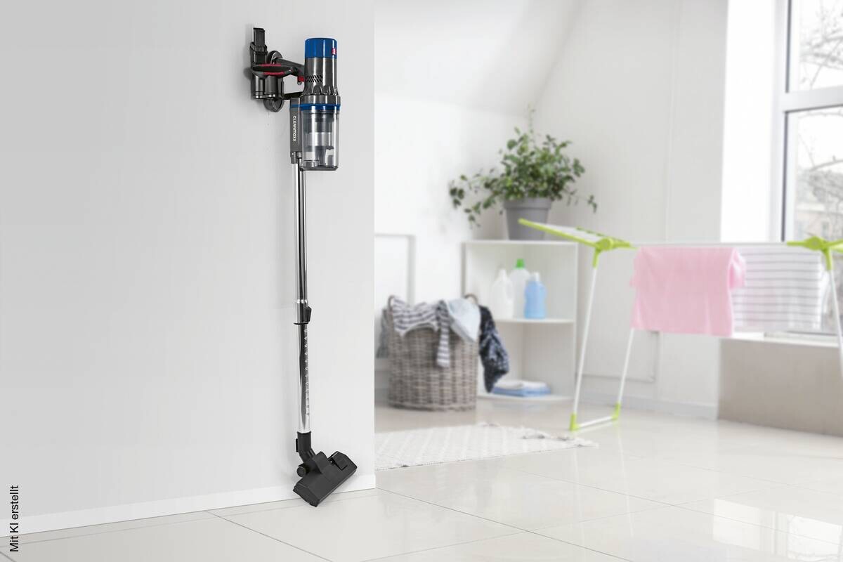 CLEANmaxx Handstaubsauger grau blau Metall Kunststoff B/H/L: ca. 110x22x26 cm