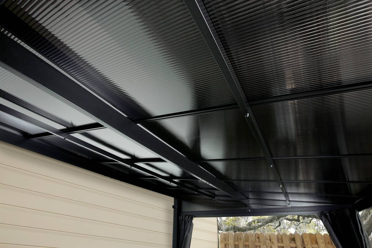 Sojag Terrassenüberdachung St. Barth anthrazit Aluminium B/H/T: ca. 424x240x296 cm
