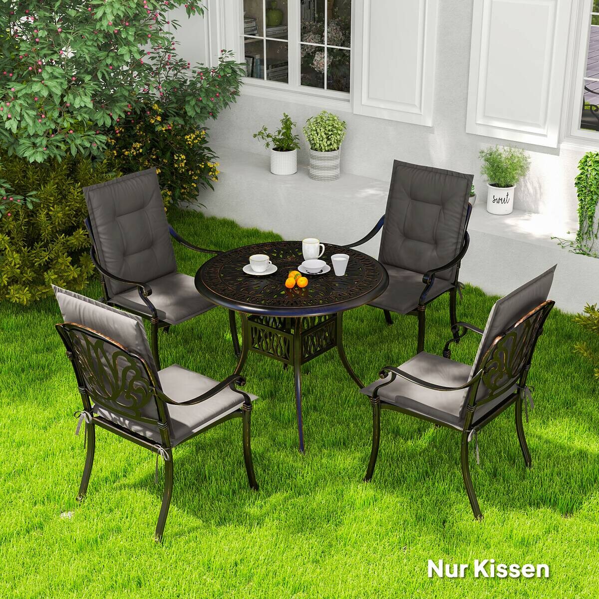 Outsunny Sitzkissen 4er Set dunkelgrau Polyester B/H/L: ca. 50x5x108 cm