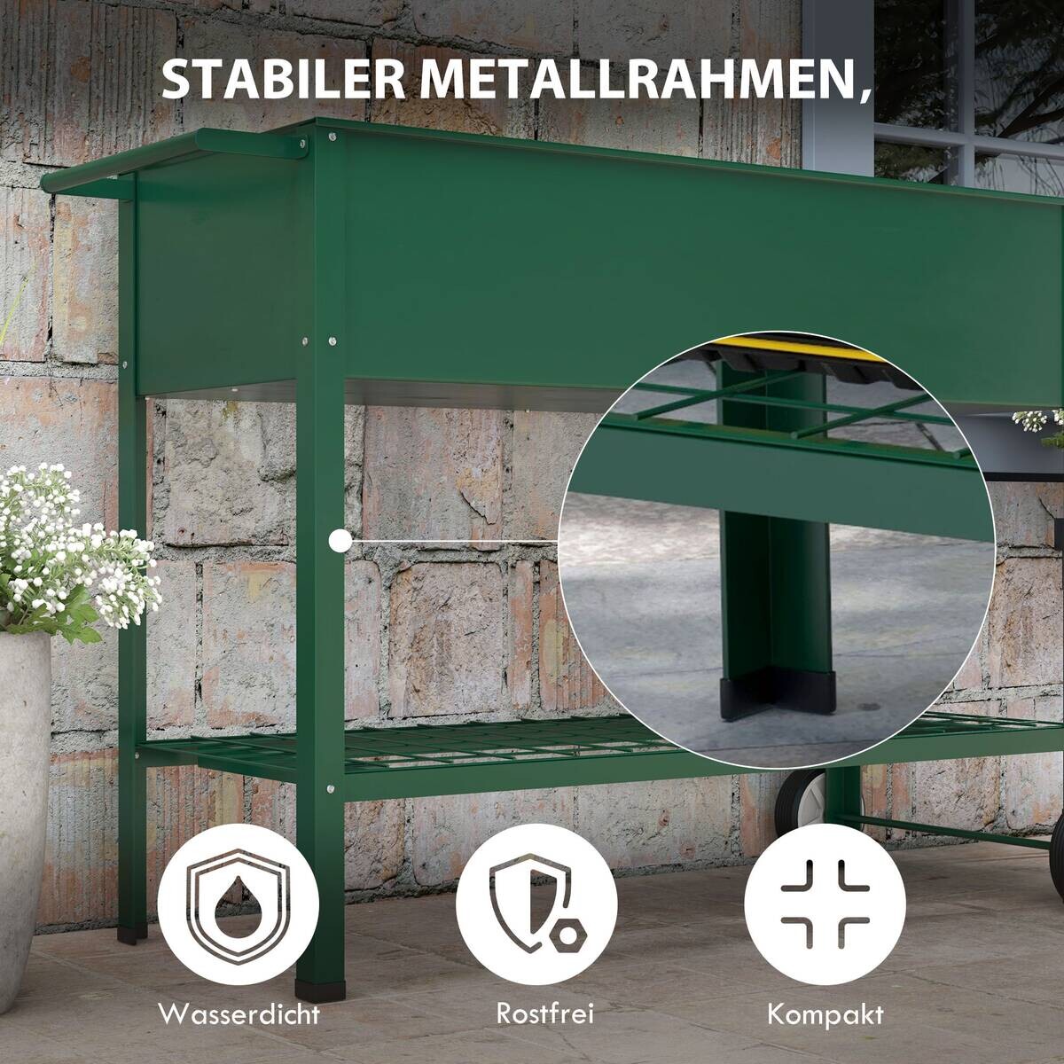 Outsunny Hochbeet grün Edelstahl B/H/L: ca. 44x109x80 cm