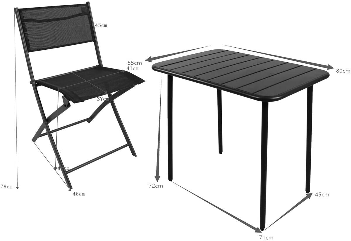 VCM Gartensitzgruppe Sumila schwarz Stahl B/H/L: ca. 80x72x55 cm