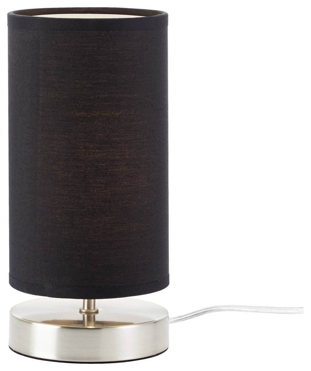 Brilliant Tischleuchte Claire schwarz nickel matt Stoff Metall H/D: ca. 25,5x12 cm E14 1 Brennstellen