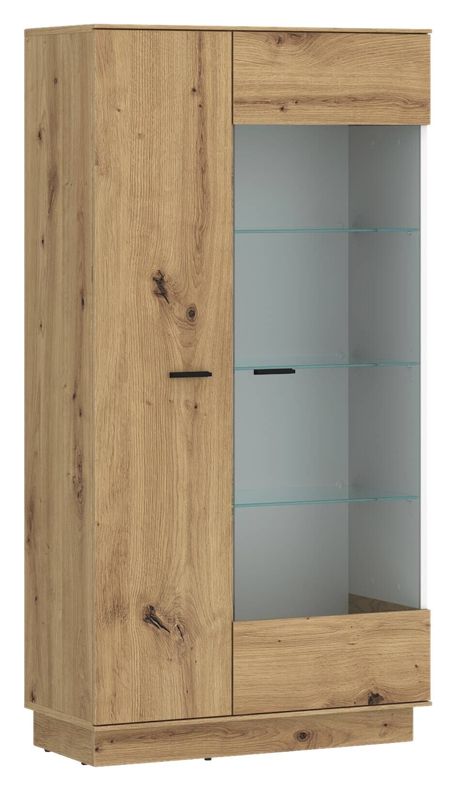 Standvitrine Covelo Eiche Artisan Oak Nachbildung weiß B/H/T: ca. 75x150x40 cm