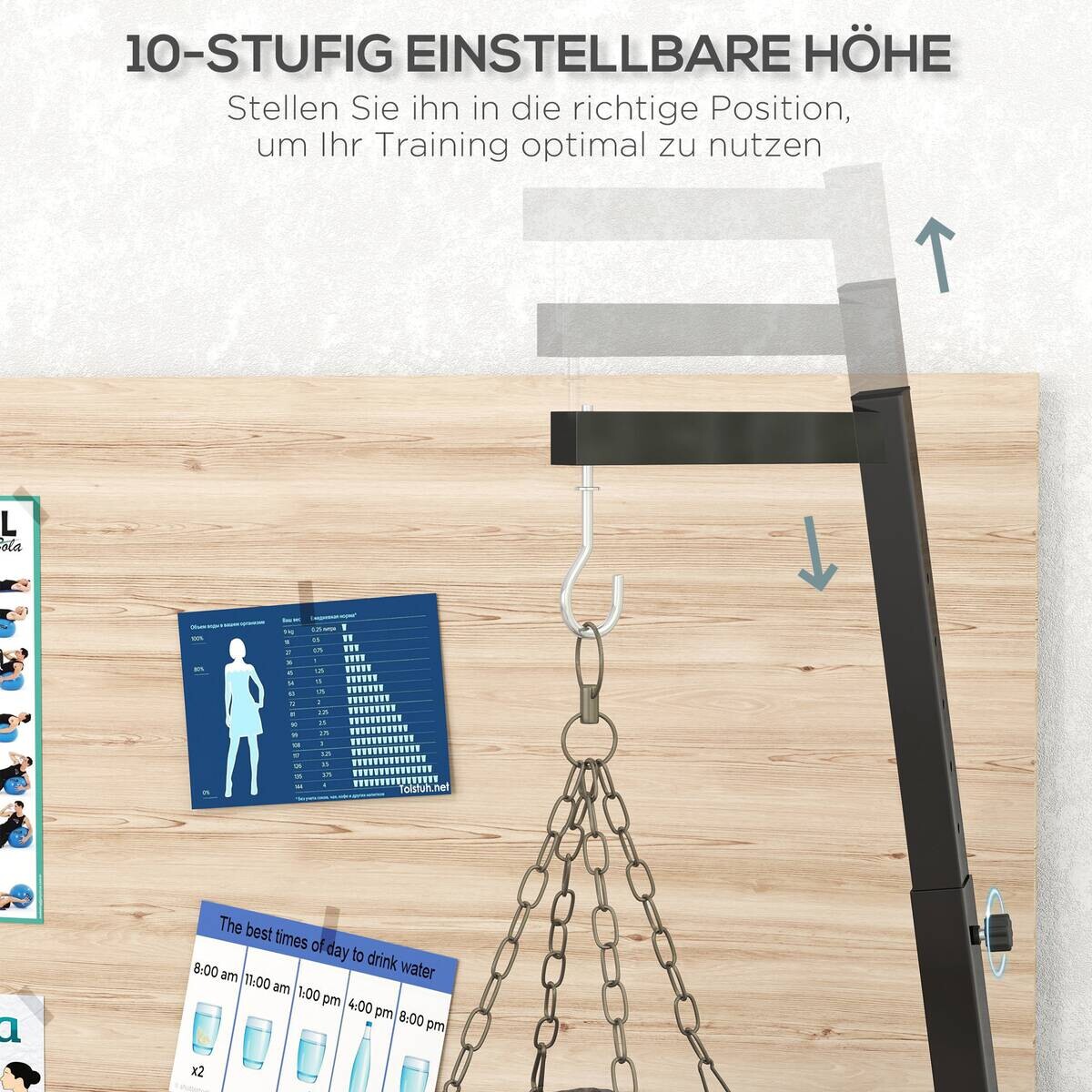 SPORTNOW Boxsackständer schwarz Stahl B/H/L: ca. 90x225x170 cm