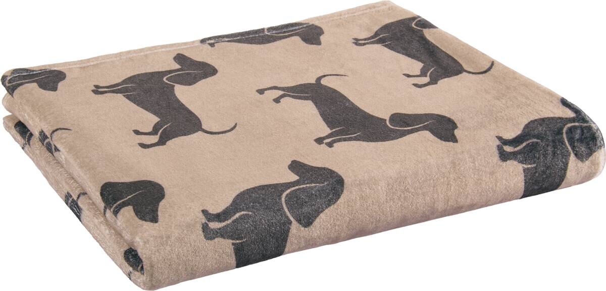 Wohndecke Dackel Fleece kitt 100% Polyester B/L: ca. 150x200 cm