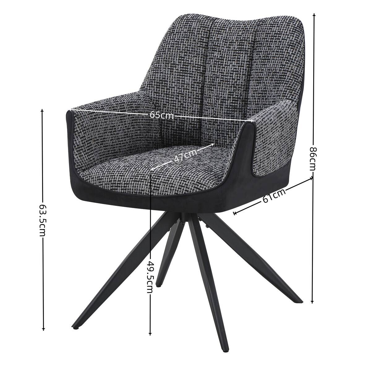Armlehnstuhl Caro grau schwarz Webstoff B/H/T: ca. 65x86x61 cm