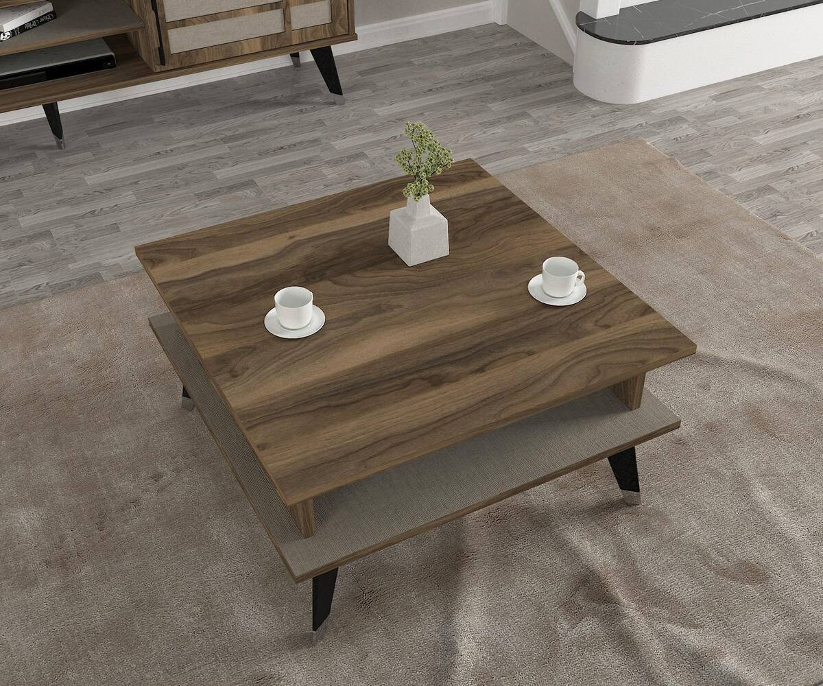 Couchtisch Logan walnuss Nachbildung grau B/H/T: ca. 72x38x72 cm