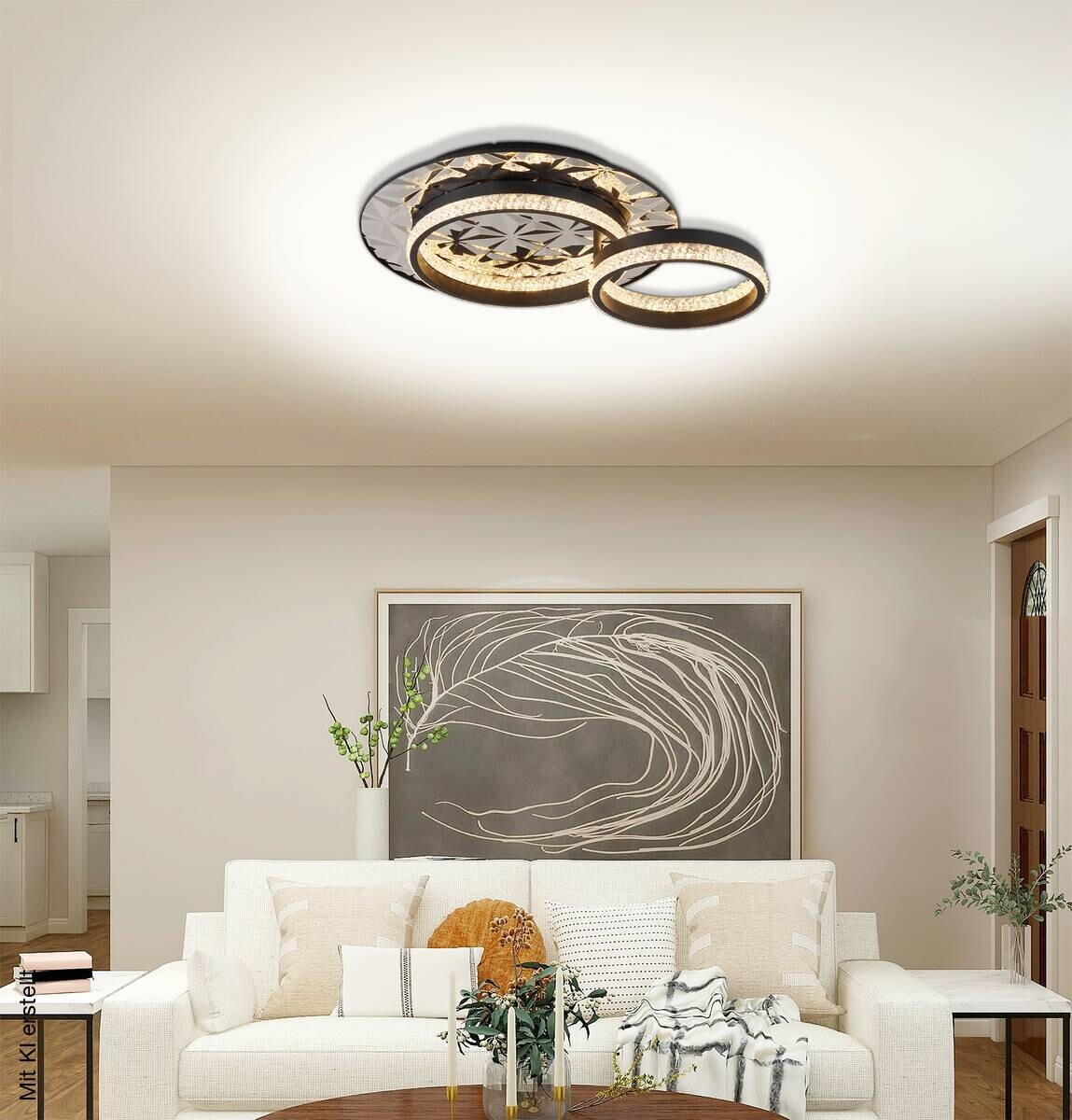 POCOline LED-Deckenleuchte Biagio schwarz Chrom Metall Acryl B/H/L: ca. 40x14x50 cm