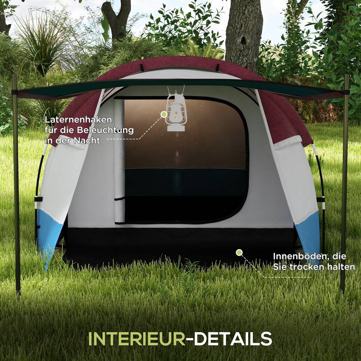 Outsunny Campingzelt rot Glas B/H/L: ca. 200x150x420 cm