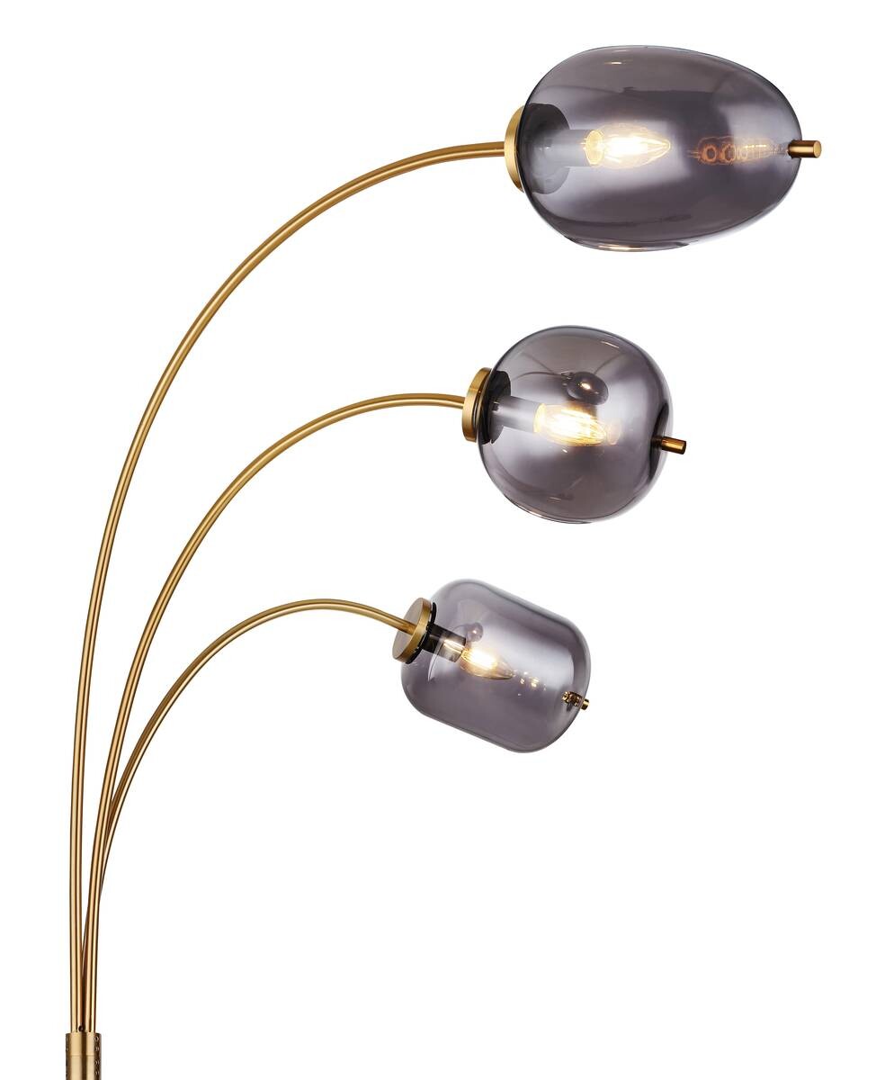 GLOBO Stehlampe messing Glas Metall B/H/T: ca. 60x175x80 cm 3 Brennstellen
