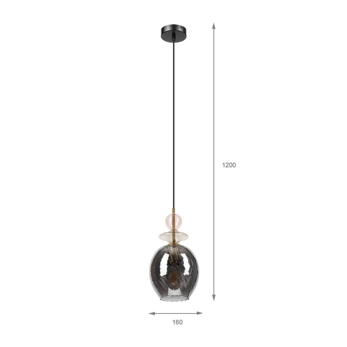 Lamkur Pendelleuchte schwarz Glas Stahl B/H/L: ca. 18x120x18 cm E27 1 Brennstellen