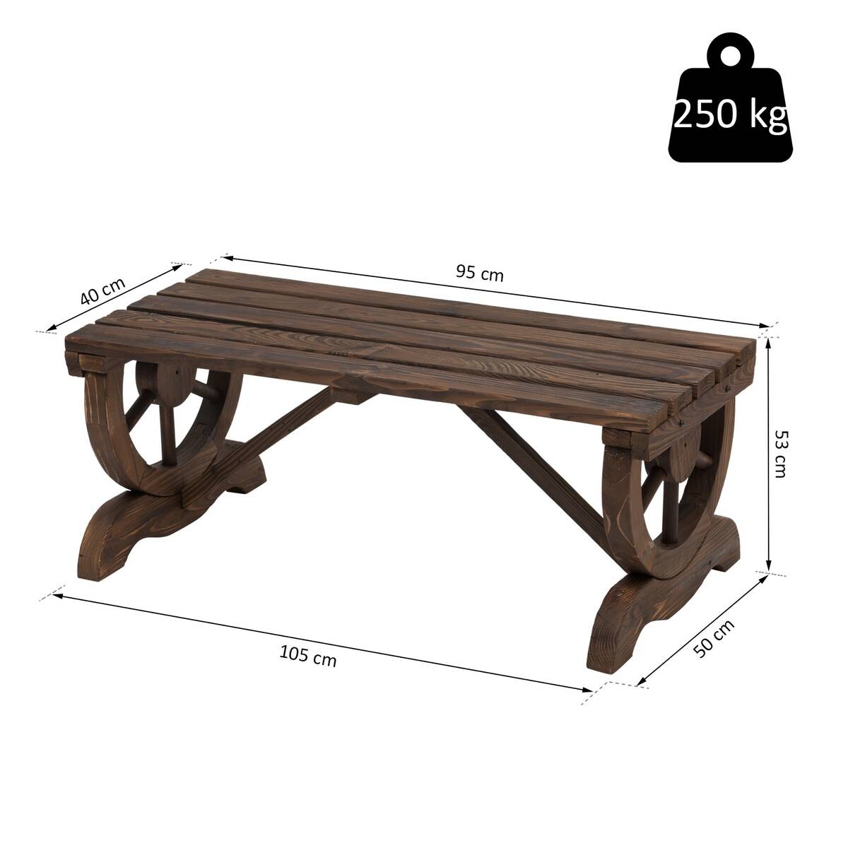 Outsunny Sitzbank braun Holz B/H/T: ca. 105x53x50 cm