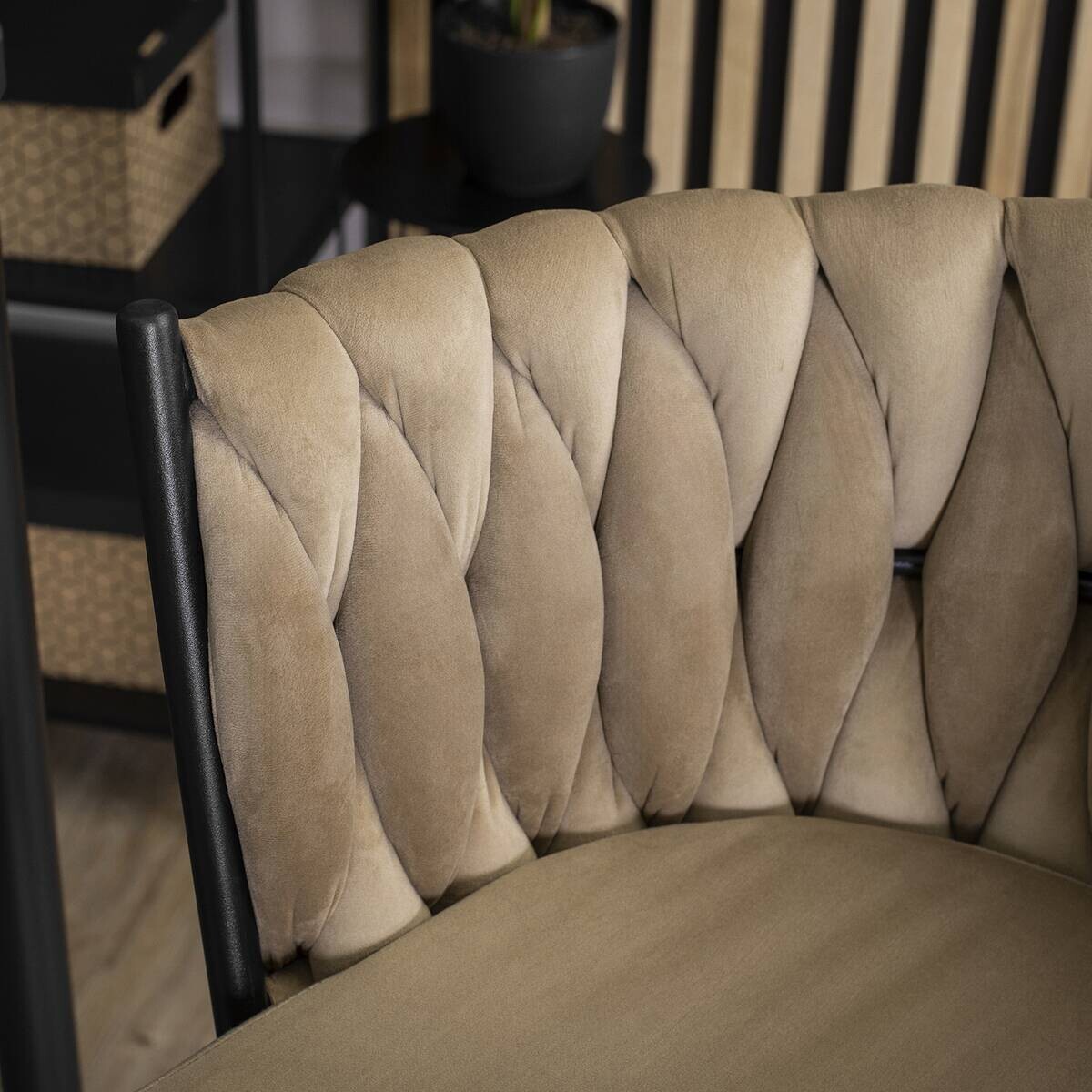 Barhocker FLORES beige Velourstoff B/H/T: ca. 60x104,5x56 cm
