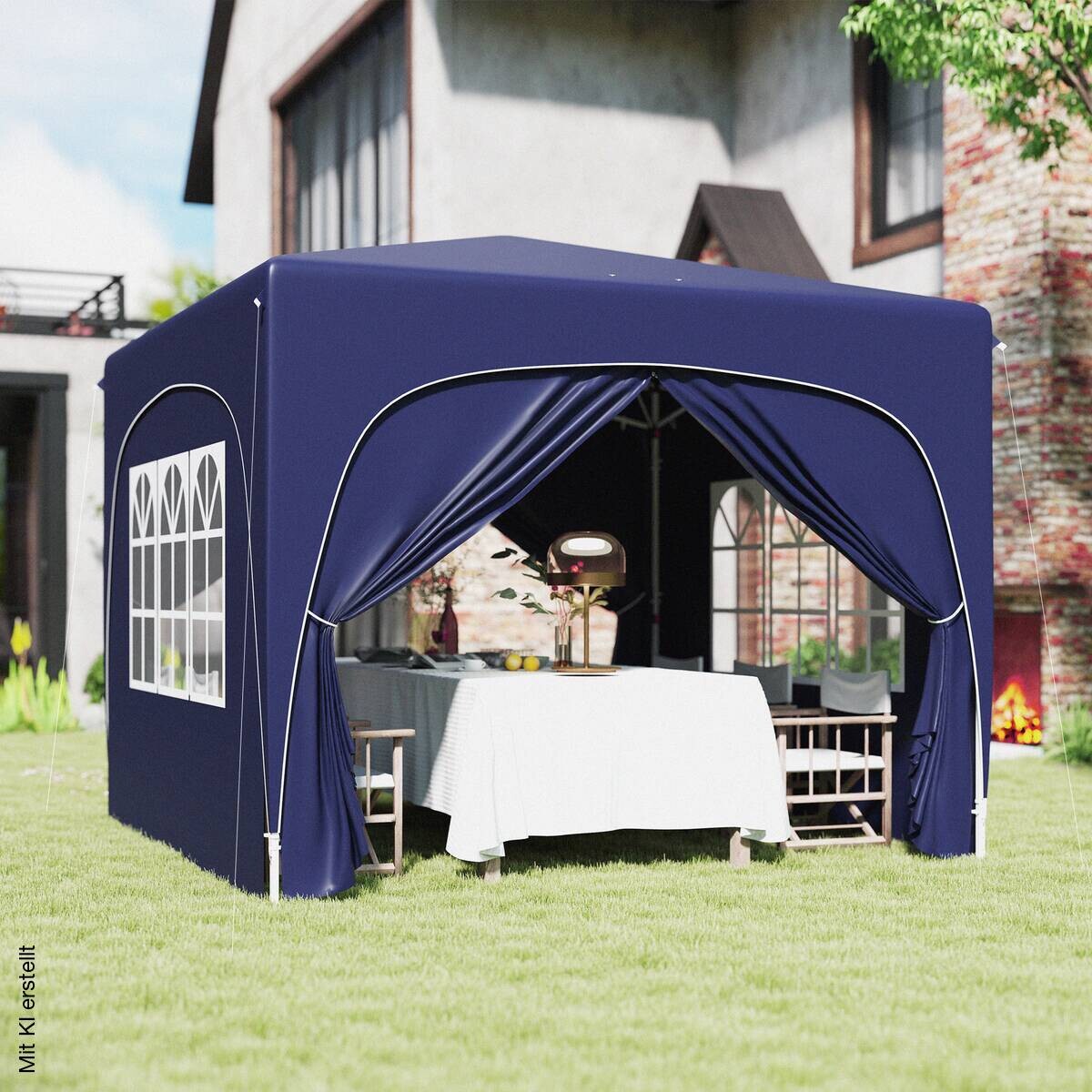 Outsunny Pavillon blau Polyester B/H/L: ca. 300x273x300 cm