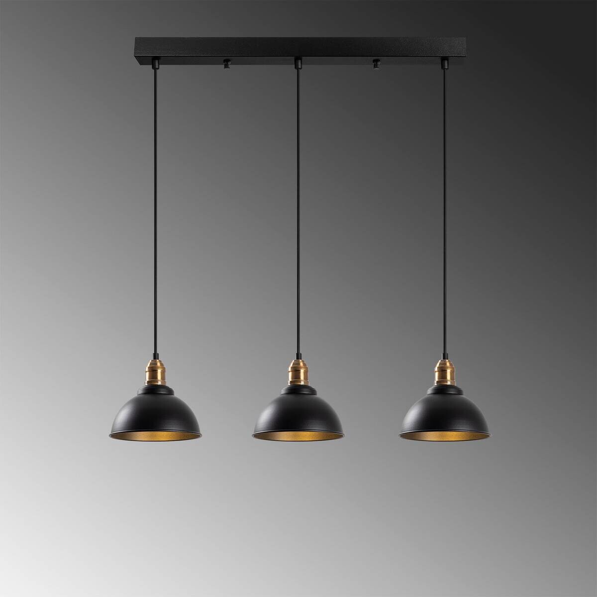 Opviq Pendelleuchte Varzan bronze schwarz Metall B/H/T/L/D: ca. 21x117x21x70x21 cm E27 3 Brennstellen
