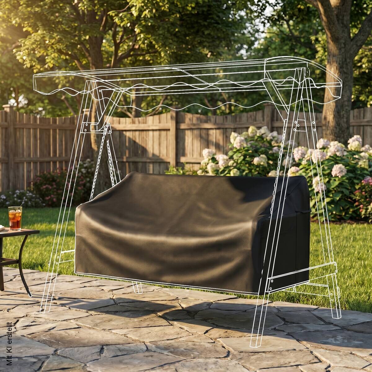 Outsunny Gartenschaukel-Abdeckung schwarz Polyester B/H/L: ca. 76x81x185 cm