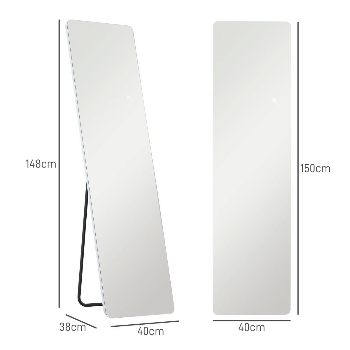 HOMCOM LED-Spiegel transparent B/H/L: ca. 3x150x40 cm