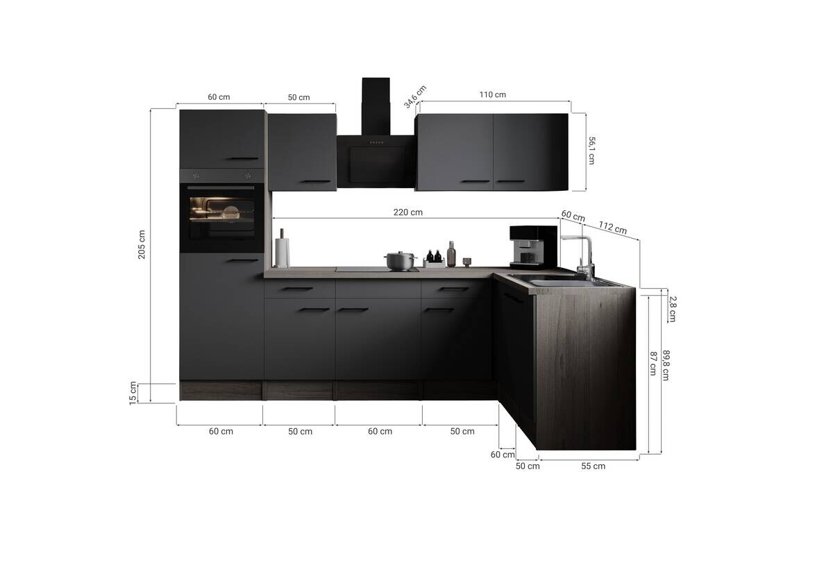 Winkelküche Oliver B/H/T: ca. 280x205x172 cm